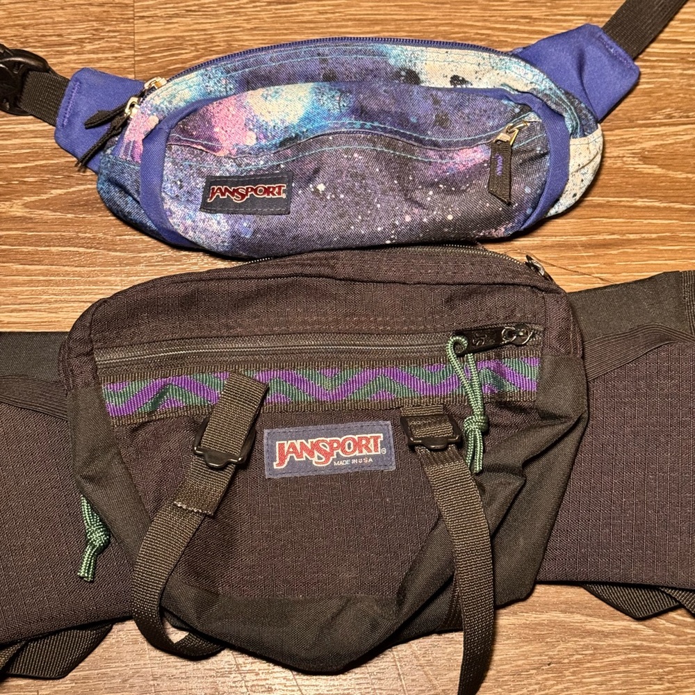 Jansport Galaxy and Black Belt Fanny Pack Bags
